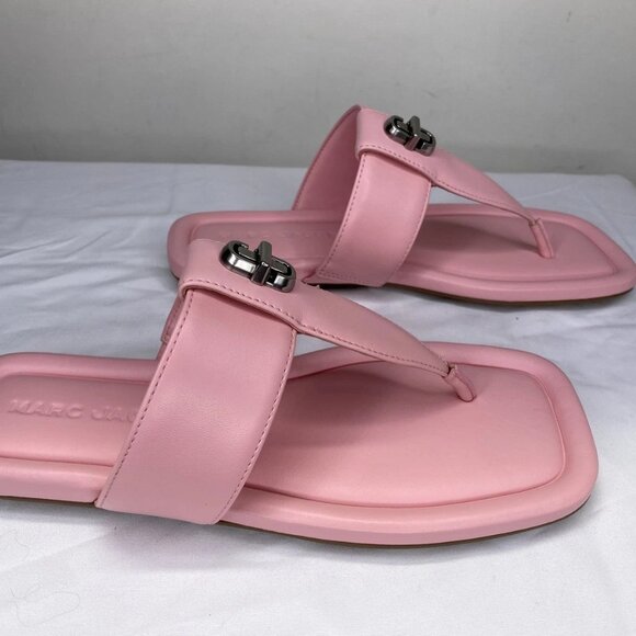 Marc Jacobs Women’s Dual T-Strap Sandals Ribbon Pink Size 6 Square Toe Flats - Picture 6 of 7